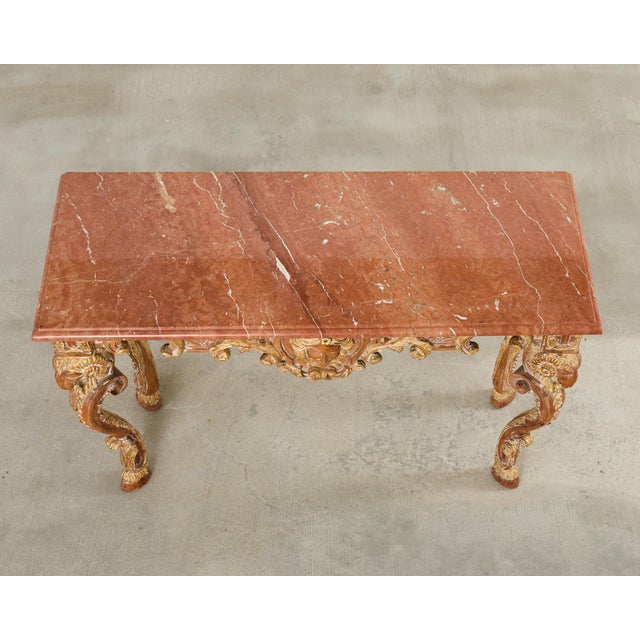 Italian Baroque Style Marble Top Console Table For Sale - Image 4 of 18