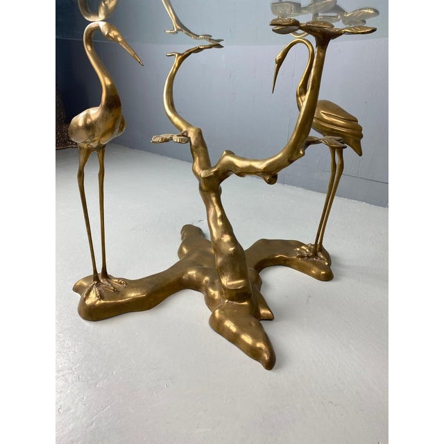 Brass Bonsai Tree & Cane Bird Side Table by Willy Daro, Belgium, 1970s For Sale - Image 12 of 16