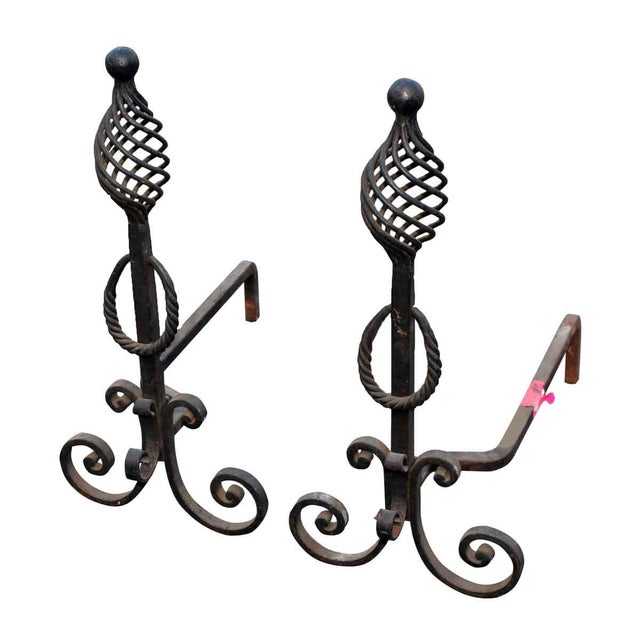 Wrought Iron Arts & Crafts Andirons A Pair Chairish