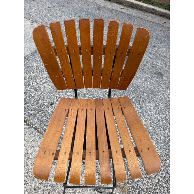 Arthur Umanoff Mid Century Arthur Umanoff Wood Slatted Bar Stool For Sale - Image 4 of 11