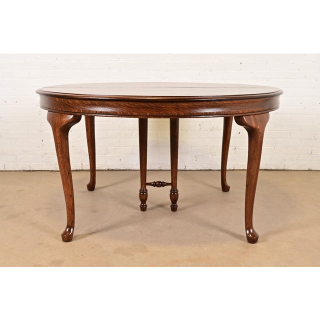 Antique Victorian Carved Oak Extension Dining Table, Newly Refinished For Sale - Image 12 of 13