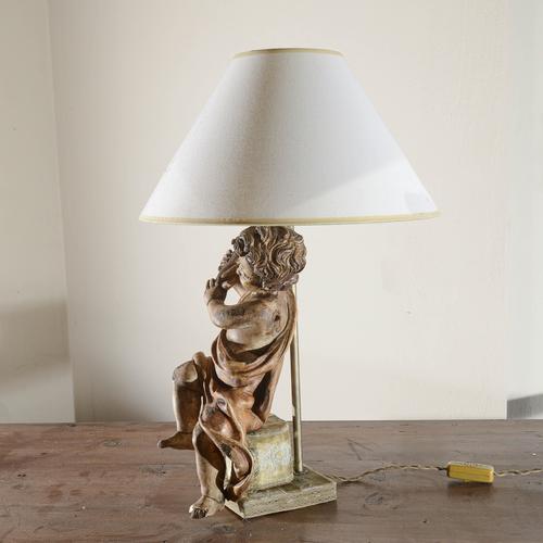 Wooden Angel Cherub Lamp For Sale - Image 6 of 8