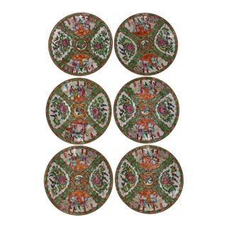 Second-Quarter 20th Century Set of 6 Chinese Export Rose Medallion Plates For Sale