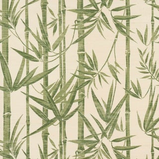 SAMPLE - Schumacher Les Bambous Sisal Wallpaper In Green For Sale