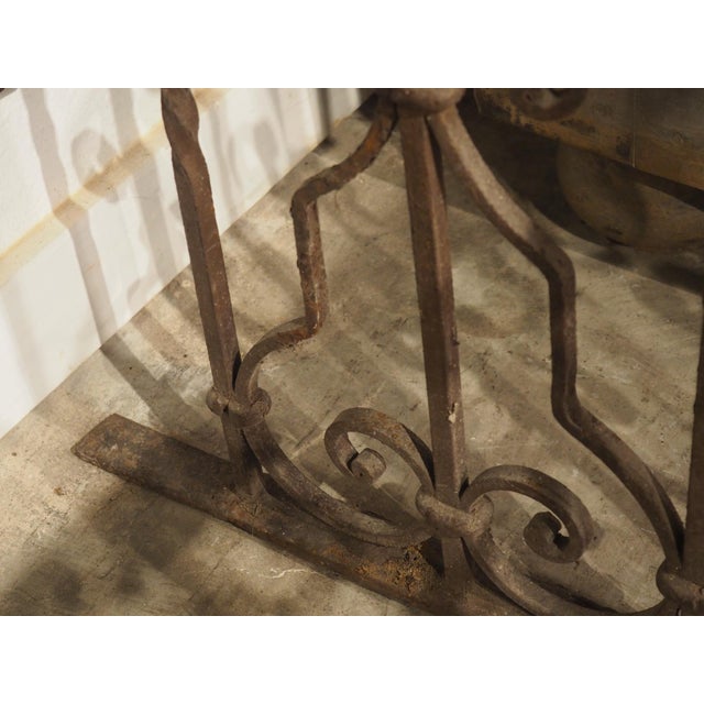 Brown Antique Italian Wrought Iron Balcony Railing as Console Table Base, 19th Century For Sale - Image 8 of 18