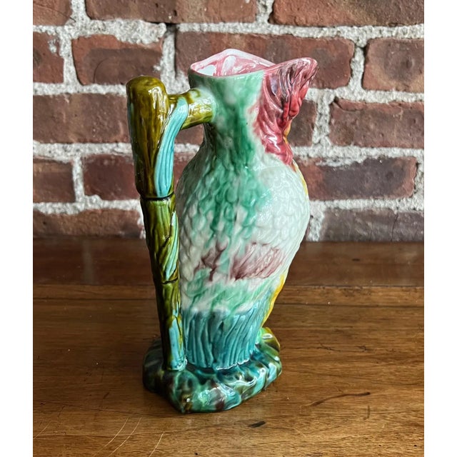 Vintage Majolica Cockatoo Pitcher For Sale In New York - Image 6 of 6