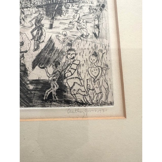 Engraving by Anthony Gross (British, 20th Century), Dated 1930, Pencil Signed - Framed/Matted For Sale - Image 4 of 4
