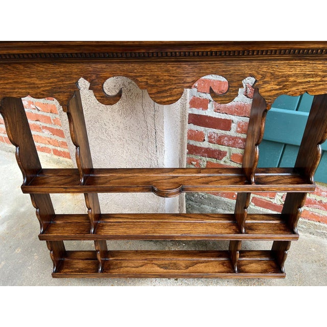 Antique English Oak Wall Shelf Plate Rack Arts & Crafts Country House C1900 For Sale In Dallas - Image 6 of 18