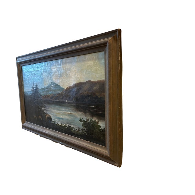 Unsigned late 19th century landscape (oil/canvas) showing Mt. Chocorua, NH, and Chocorua Lake. Framed. 31¼" x 19¼" x 1¼"