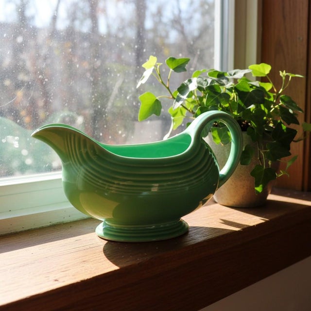 Vintage HLC Fiestaware Light Green Gravy Boat-Homer Laughlin-40s-Art Deco-Retro For Sale - Image 10 of 11