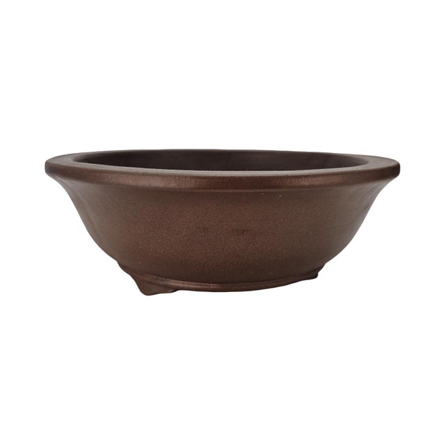 VTG Chinese Tokoname Yixing Clay Bonsai Pot Round Basin Planter Brown 11" For Sale In San Francisco - Image 6 of 11