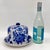 Vintage Bombay Company blue and white ceramic cheese dome. This substantial piece weighs 4 1/2 pounds and measures 6"h x...