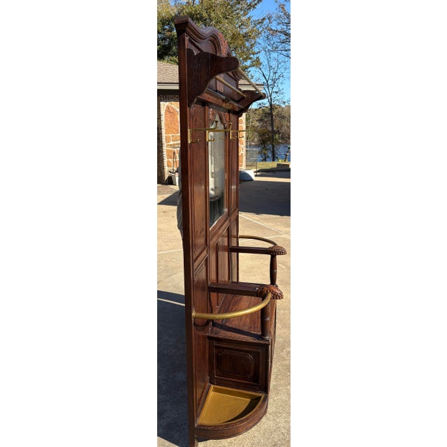 Beautiful Antique Hall Tree With Bench For Sale In Dallas - Image 6 of 10