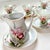 Pink 1950s Hand-Painted Porcelain Demitasse Cups & Saucers With Creamer- 10 Pieces For Sale - Image 8 of 10