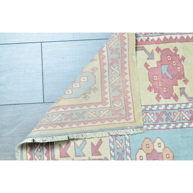 Baby Blue Overdyed Area Hand Knotted Area Rug For Sale - Image 10 of 11