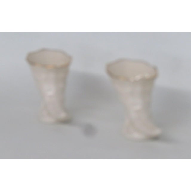 Mid 20th Century Lenox China Porcelain Cornucopia Pair of 2 Made in Usa With 24k Gold Trim 4927b For Sale - Image 5 of 13
