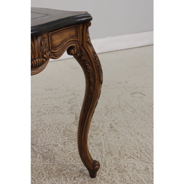 Maitland Smith Leather Top Carved French Lamp Table For Sale - Image 14 of 14