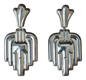 Vintage Art Deco Silver Earrings, Set of 2