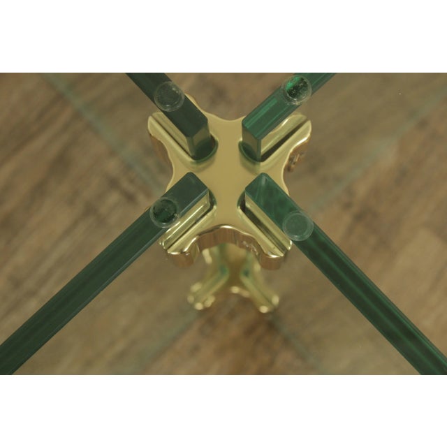 Leon Rosen for Pace Modern Glass Brass Coffee Table For Sale - Image 9 of 13