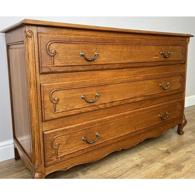 Vintage Louis French Oak Chest of Drawers with Three Drawers For Sale - Image 4 of 12