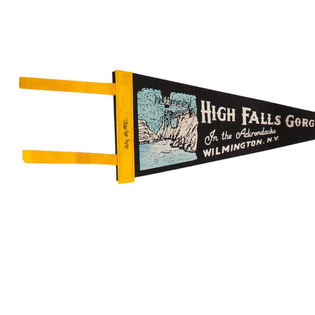 Vintage Adirondack's High Falls Gorge felt flag pennant circa 1970. Classic mid-century souvenir from High Falls Gorge...