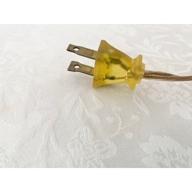 Late 20th Century Exquisite Blue, Yellow, & White Floral & Striped Porcelain/Ceramic Urn/Vase Style With Brass Base and Upper Lamp Excellent Condition For Sale - Image 4 of 14