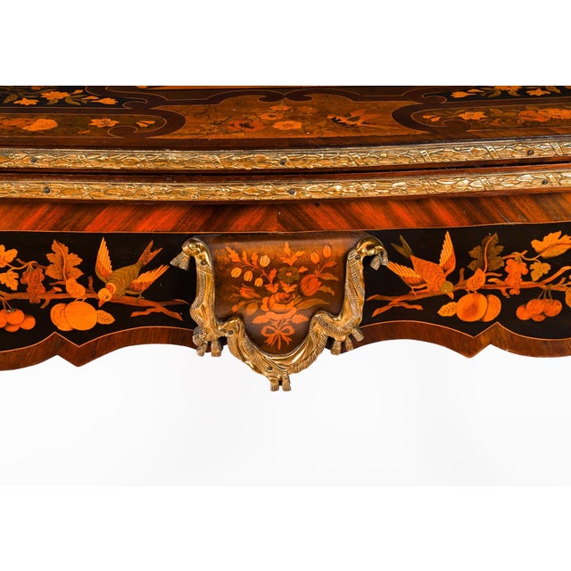 Antique French Louis Revival Floral Marquetry Console or Card Table, 19th Century For Sale - Image 5 of 18