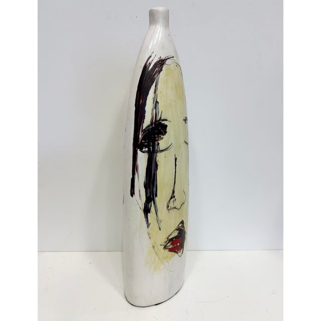 Mexican Huge Mexican Artist Yuri Zatarain Face Vase Painted on Both Sides, Oleo Series For Sale - Image 3 of 7