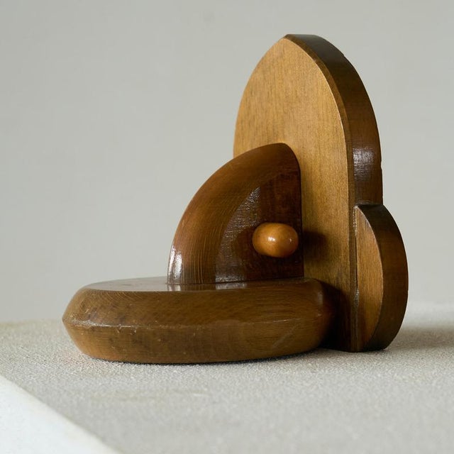 Art Deco Bookends in Wood, 1950s, Set of 2 For Sale - Image 4 of 10