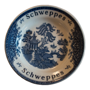 Vintage Schweppes Blue Willow Transferware Tip Plate Wine Coaster (4 3/4")