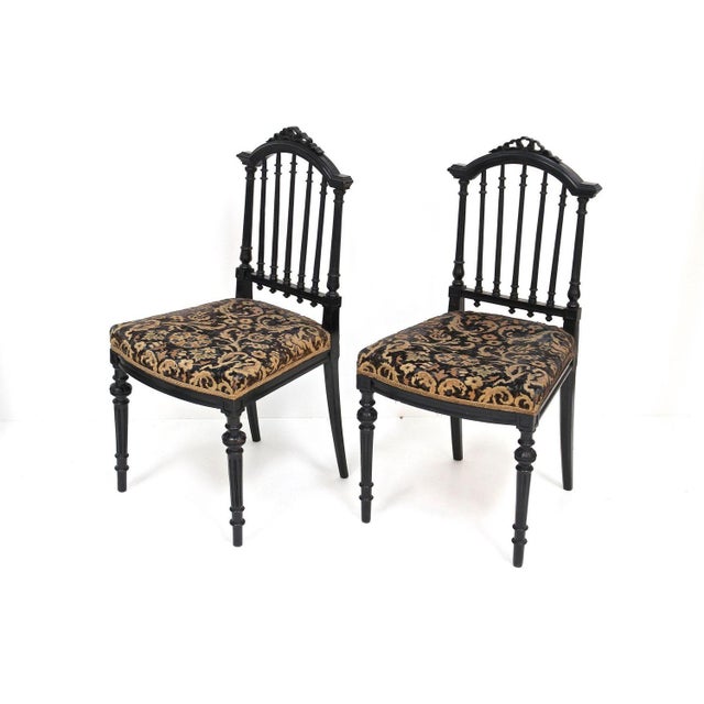 Set of Black Side Chairs, 1870 For Sale - Image 6 of 18