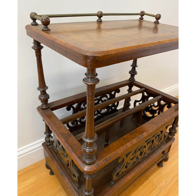 Late 19th Century 19th Century Walnut Inlay Magazine Table W/ Drawer For Sale - Image 5 of 6