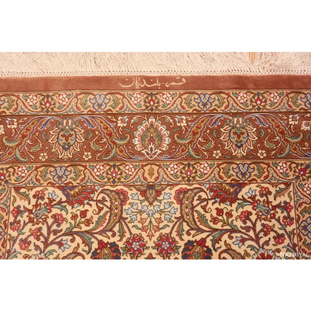 Persian Nazmiyal Collection Floral Vintage Persian Qum Silk Runner Rug For Sale - Image 3 of 6