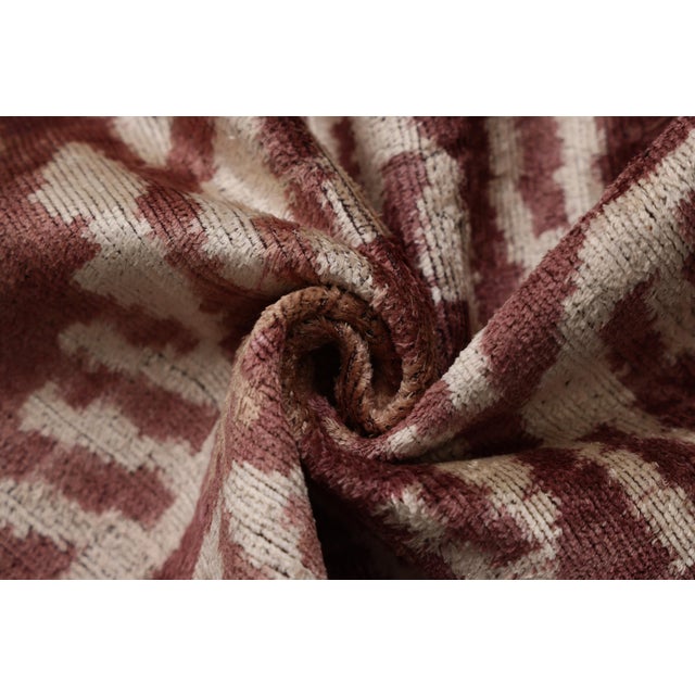 2020s Luxury Handwoven Silk Velvet Throw Pillow 20x20 Inch Burgundy Ikat Pattern For Sale - Image 5 of 8