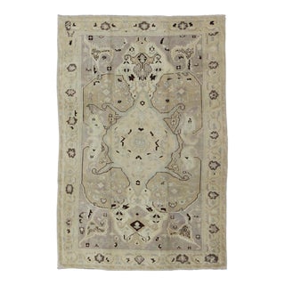 Earthy Vintage Turkish Oushak Rug With Multi-Medallions and Neutral Colors For Sale