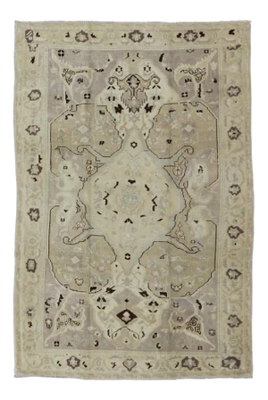 Vintage Turkish Oushak Rug With Beige, Taupe, and Soft Brown Tones