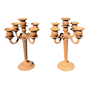 Late 19th Century Monumental French Provincial Cast Iron Candelabra - Set of 2