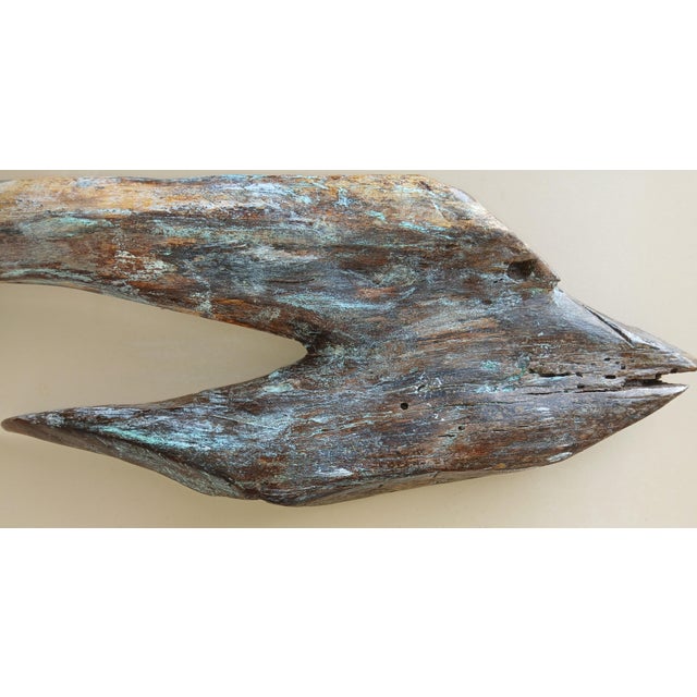 Vintage Old Driftwood Painted Folk Art Fish Wall Hanging For Sale - Image 4 of 7
