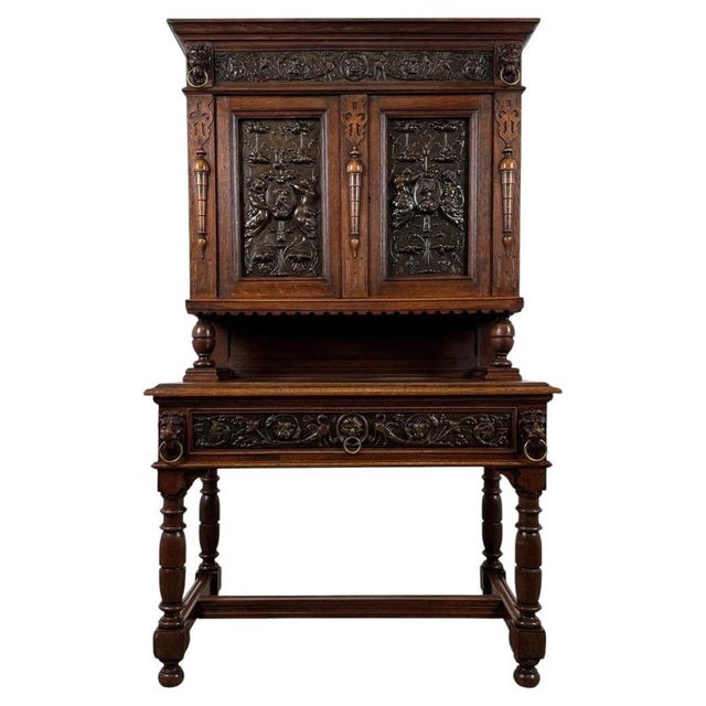 19th Century Jacobean Revival Copper and Oak Cabinet For Sale - Image 11 of 11