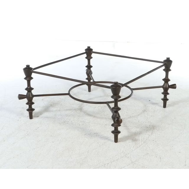 Contemporary Giacometti Style Bronze Metal and Glass Coffee Table For Sale In Cincinnati - Image 6 of 8