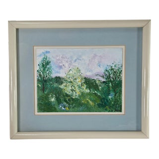 Landscape Gouache Framed Watercolor Painting " Signed "Ann" For Sale