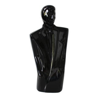 Vintage Postmodern Black Ceramic Figure For Sale