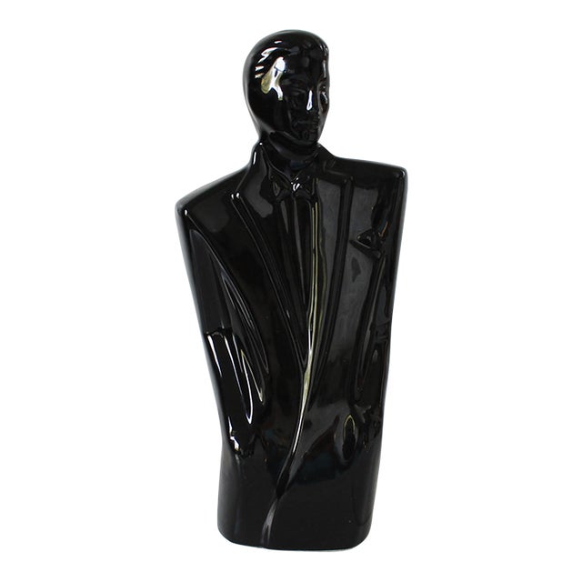 Vintage Postmodern Black Ceramic Figure For Sale