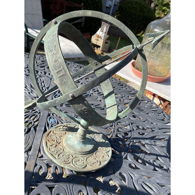 Vintage Verdigris Bronze Sundial For Sale - Image 11 of 15