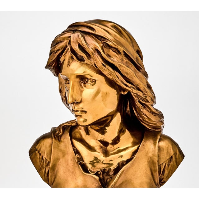 French French 19th Century Bronze Sculpture/ Bust of a Woman, Signed F, Barbedienne For Sale - Image 3 of 10