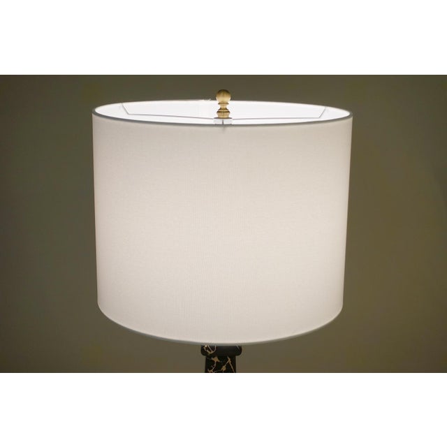 1960s Art Deco Revival Modern Obelisk Column Black Portoro Marble Table Lamp For Sale - Image 10 of 12