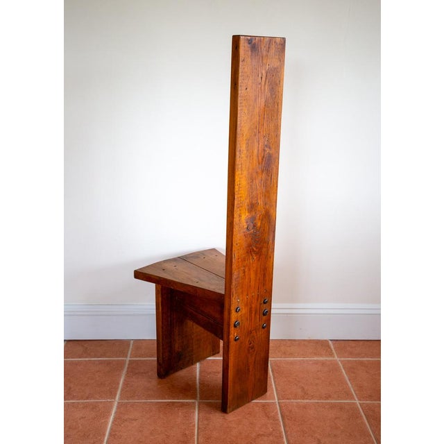 Mid-Century Tall Brutalist Artisan Accent Chair in Wood, 1970s For Sale - Image 4 of 18