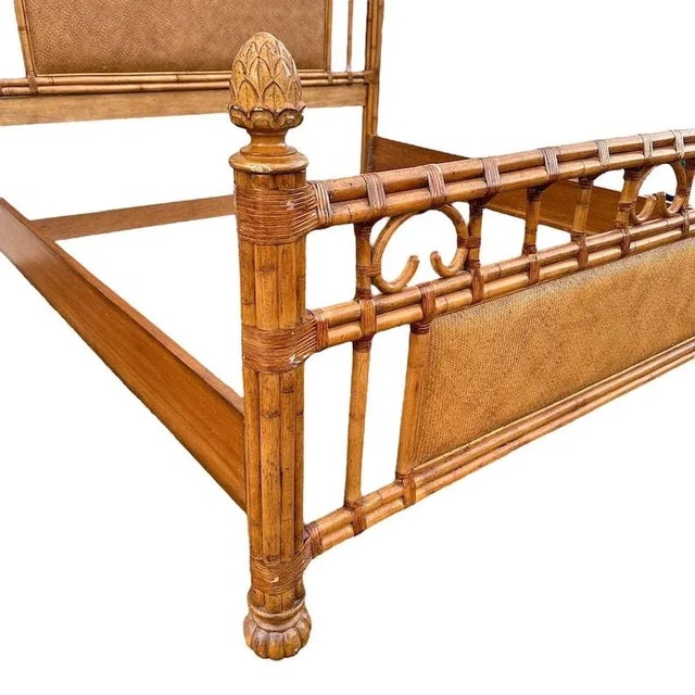Bamboo King Bed with Rattan Post Headboard & Footboard For Sale - Image 4 of 9