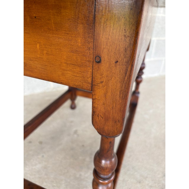Primitive Antique Maple Turned Leg Accent Table For Sale - Image 11 of 13
