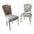 Pair of Vintage Louis XVI Style Painted Dining Chairs With Sage & Blush Jacquard Upholstery For Sale